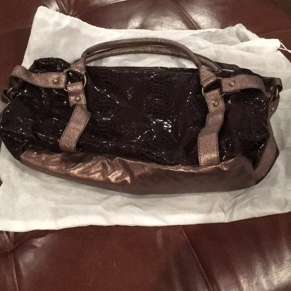 Ebisu faux snakeskin purse
